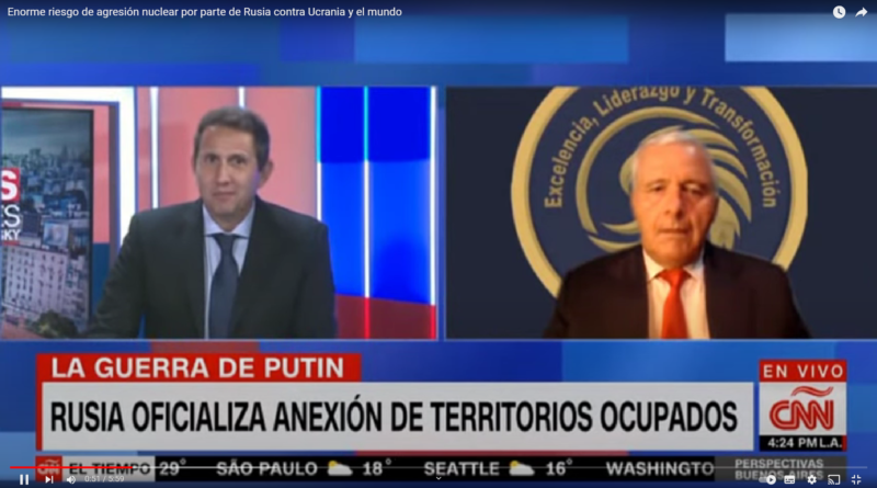 Coronel Villamarín en CNN analizando amenaza nuclear de Rusia contra el mundo